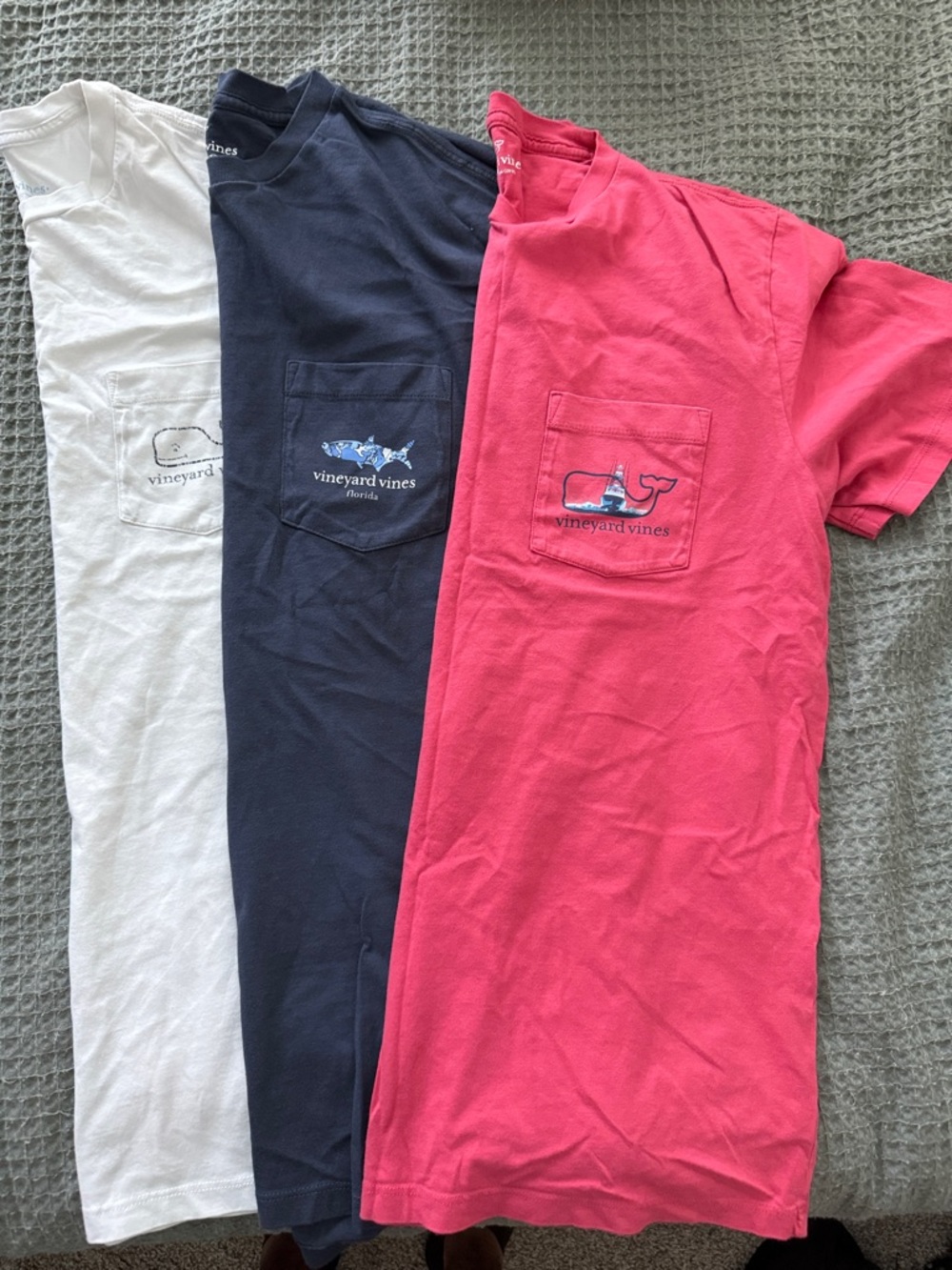 Vineyard Vines Pocket Tee Set - White, Navy, Pink (Small)